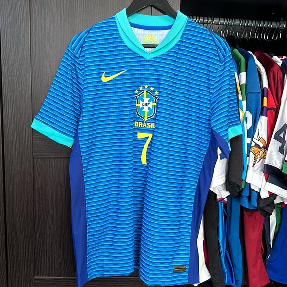 Vini Jr. Brazil National Team Nike 2024 Away Authentic Jersey - Blue - Picture 1 of 8